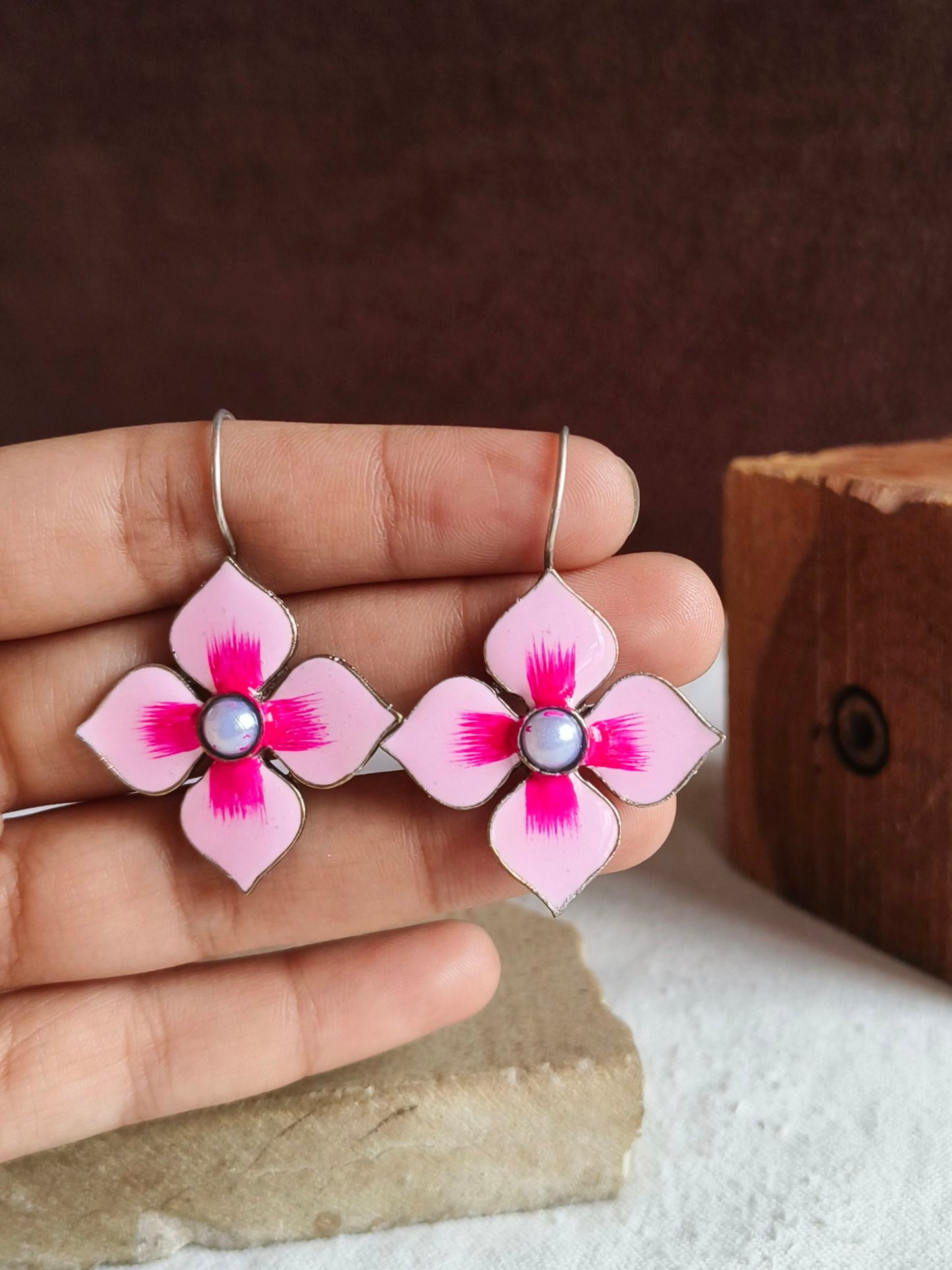 Enamel Hook Earrings 21800MXEMPNK