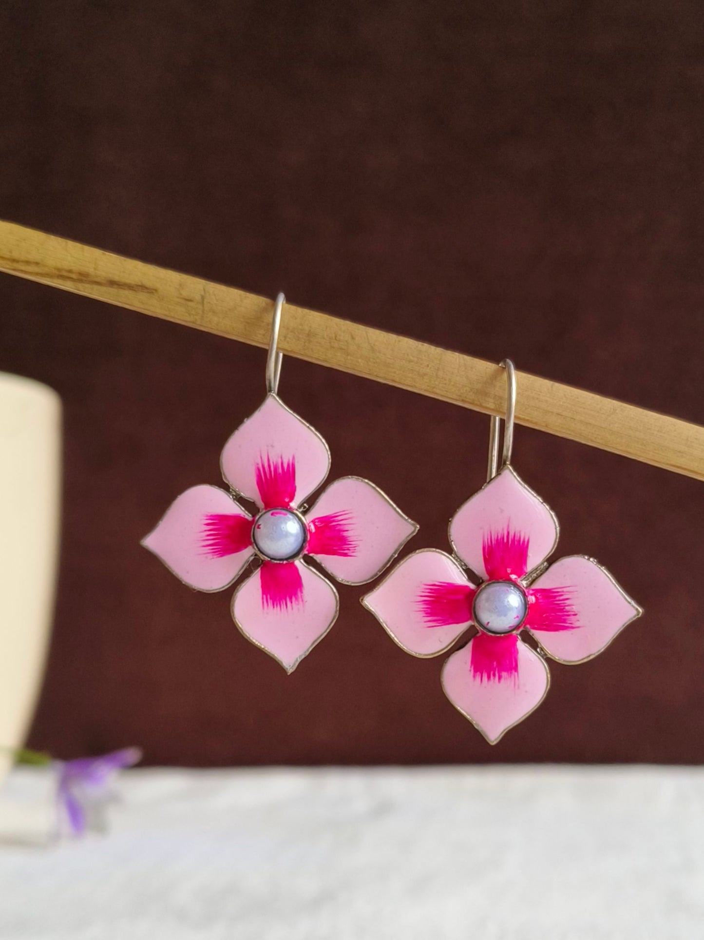 Enamel Hook Earrings 21800MXEMPNK