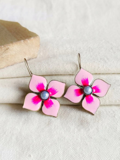 Enamel Hook Earrings 21800MXEMPNK