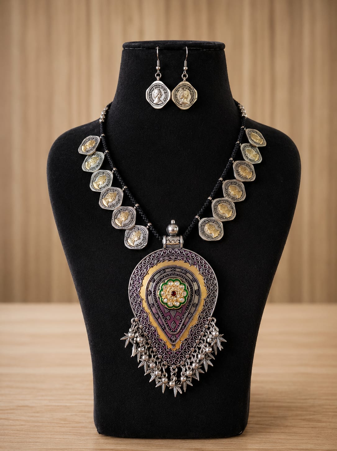Dual Tone Festive Necklace Set