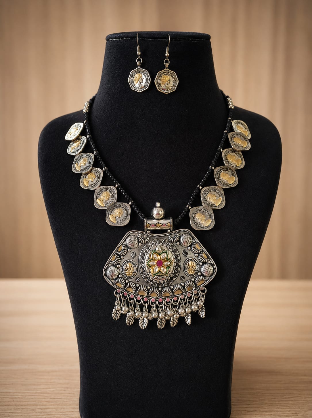 Oxidised Silver Necklace Set