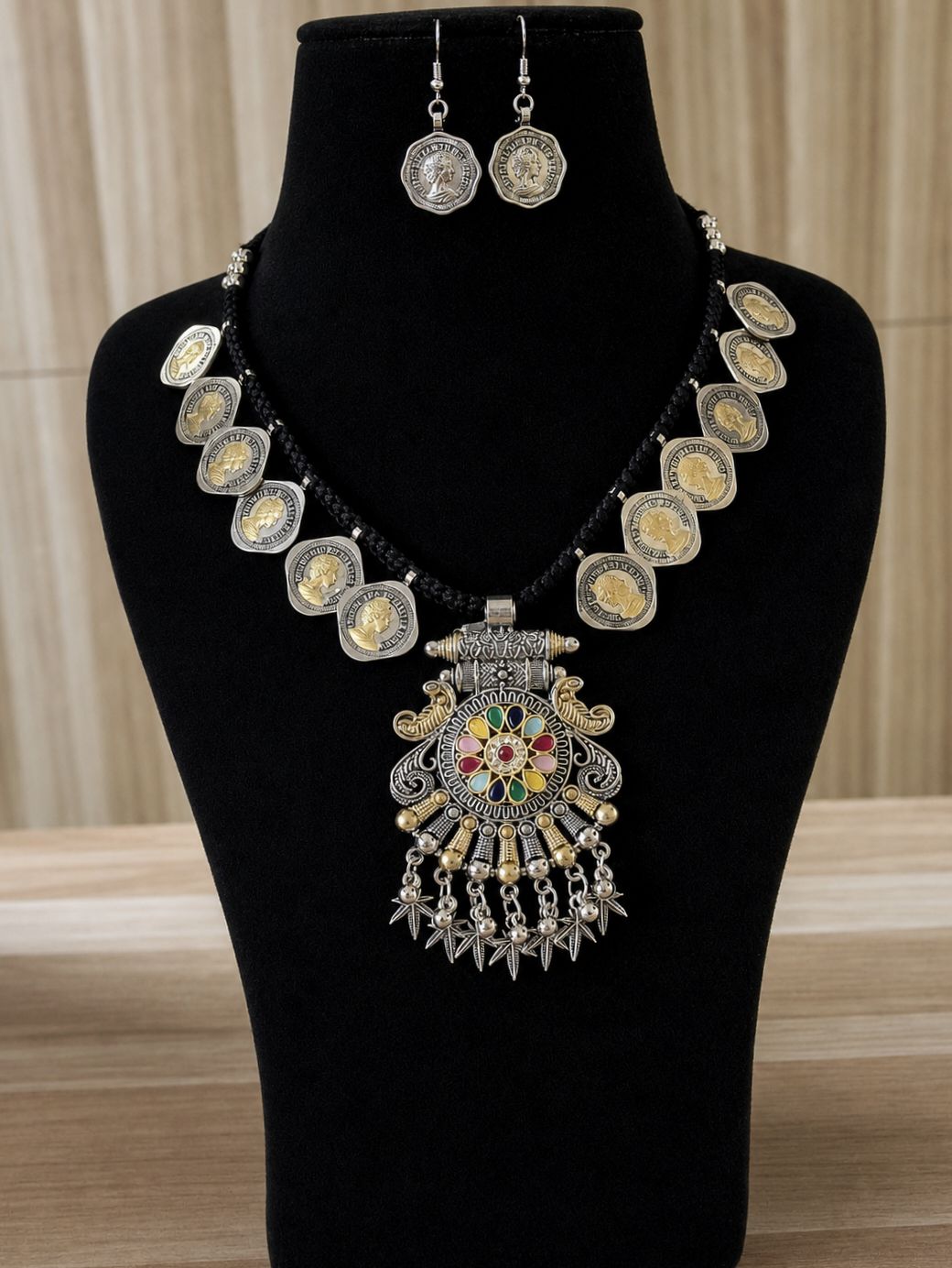 Oxidised Dual Tone Necklace