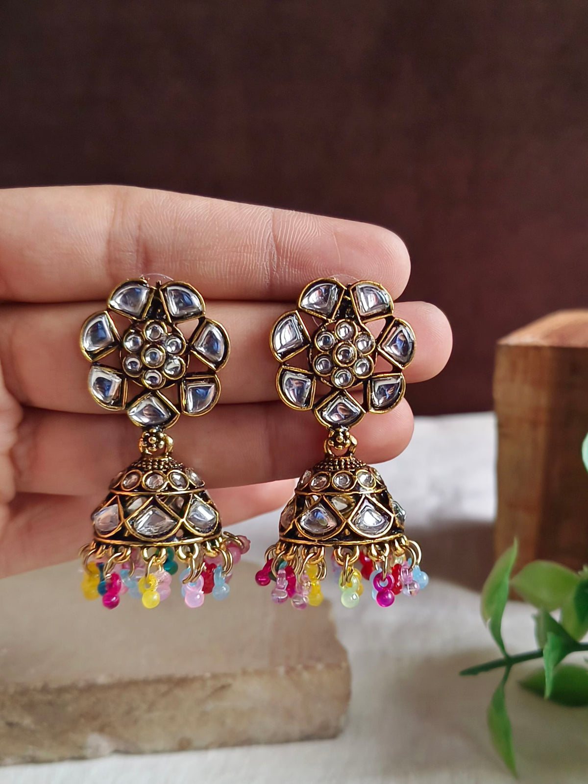 Oxidised Floral Earrings
