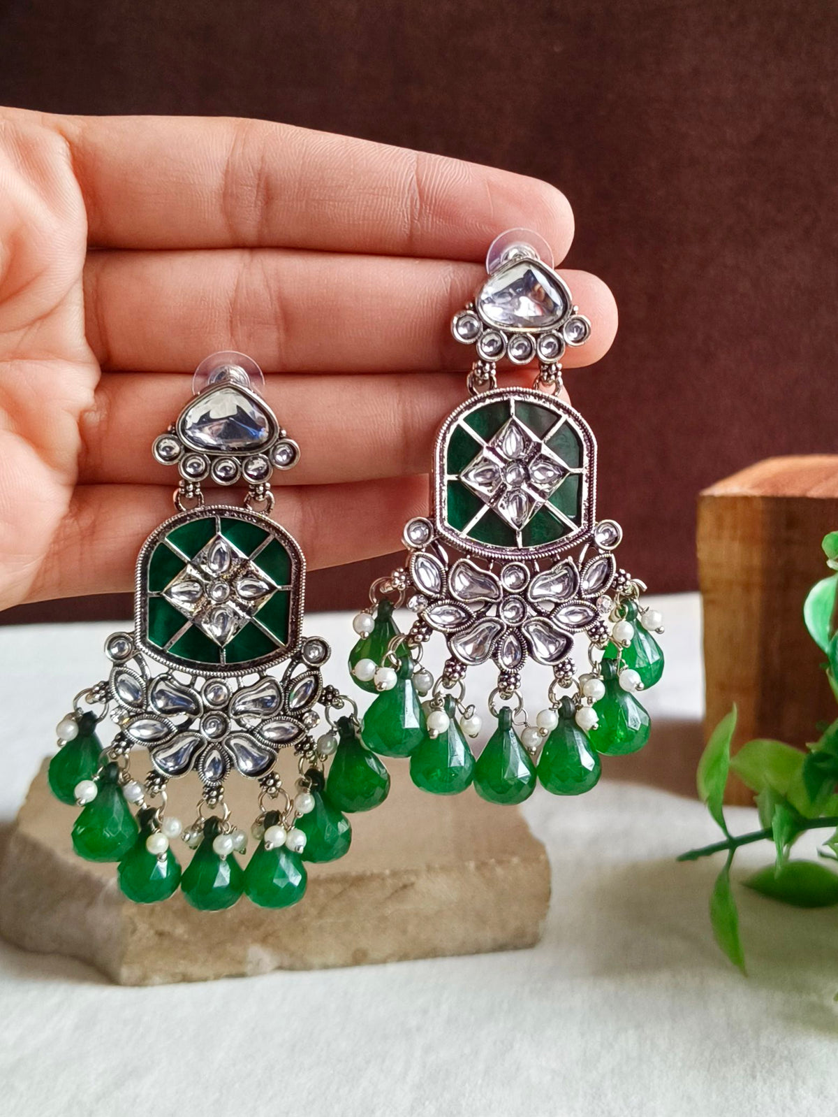 Oxidised Temple Earrings