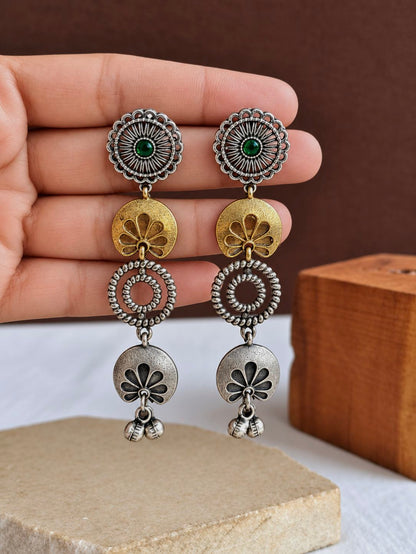 Dual Tone Earrings 10840DTDLGRN