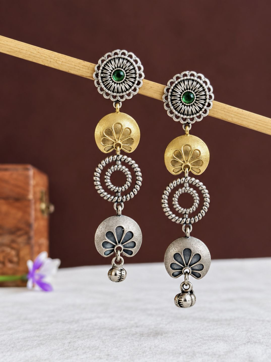 Dual Tone Earrings 10840DTDLGRN