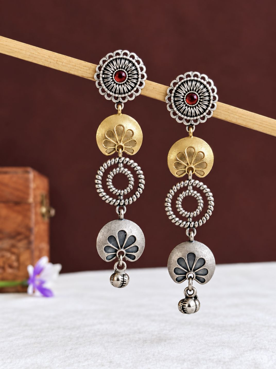 Dual Tone Earrings 10840DTDLRED