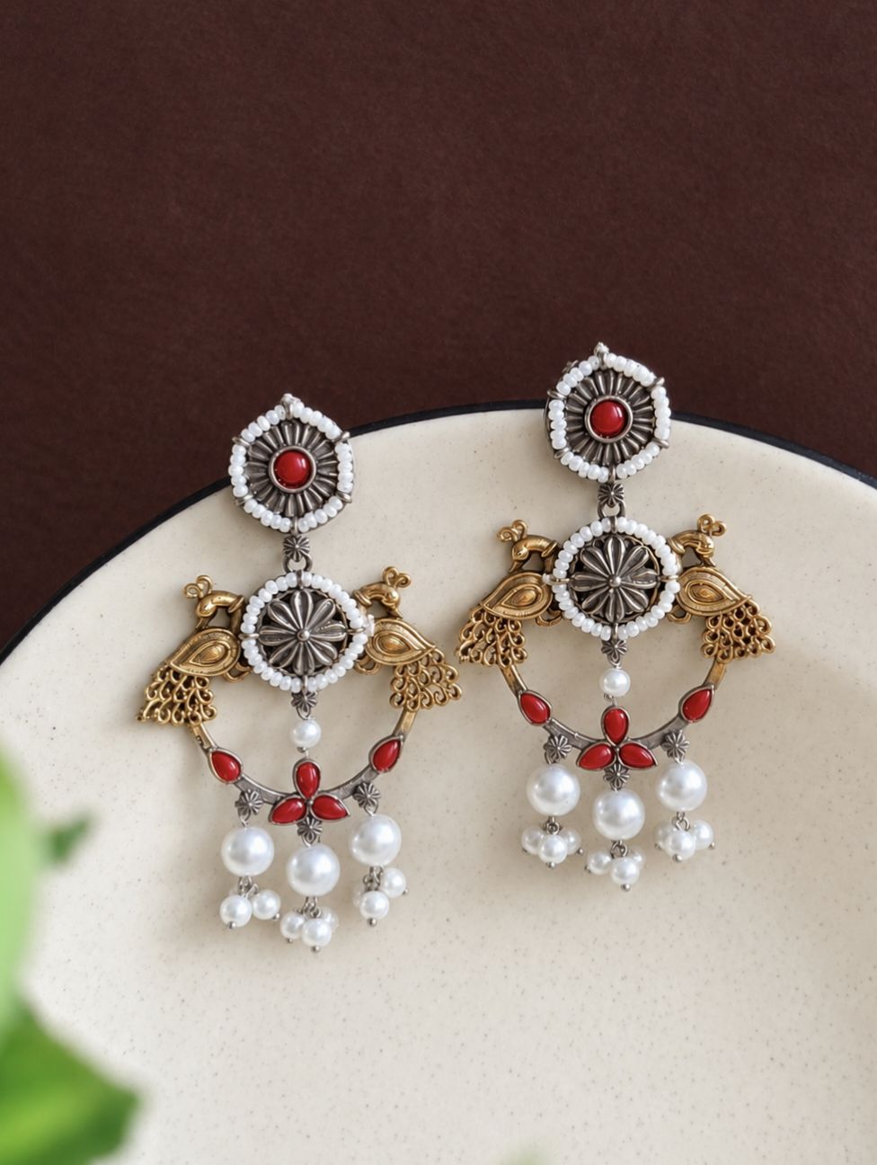 Dual Tone Earrings 10846DTDLRED