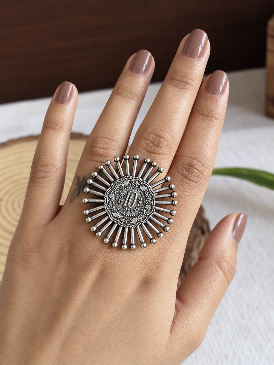 Oxidised Adjustable Finger Ring 10851FR