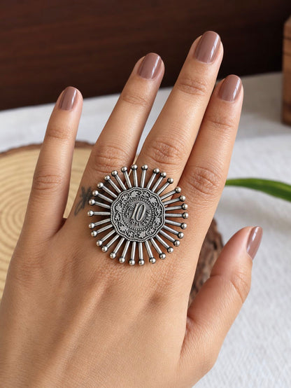 Oxidised Adjustable Finger Ring 10851FR