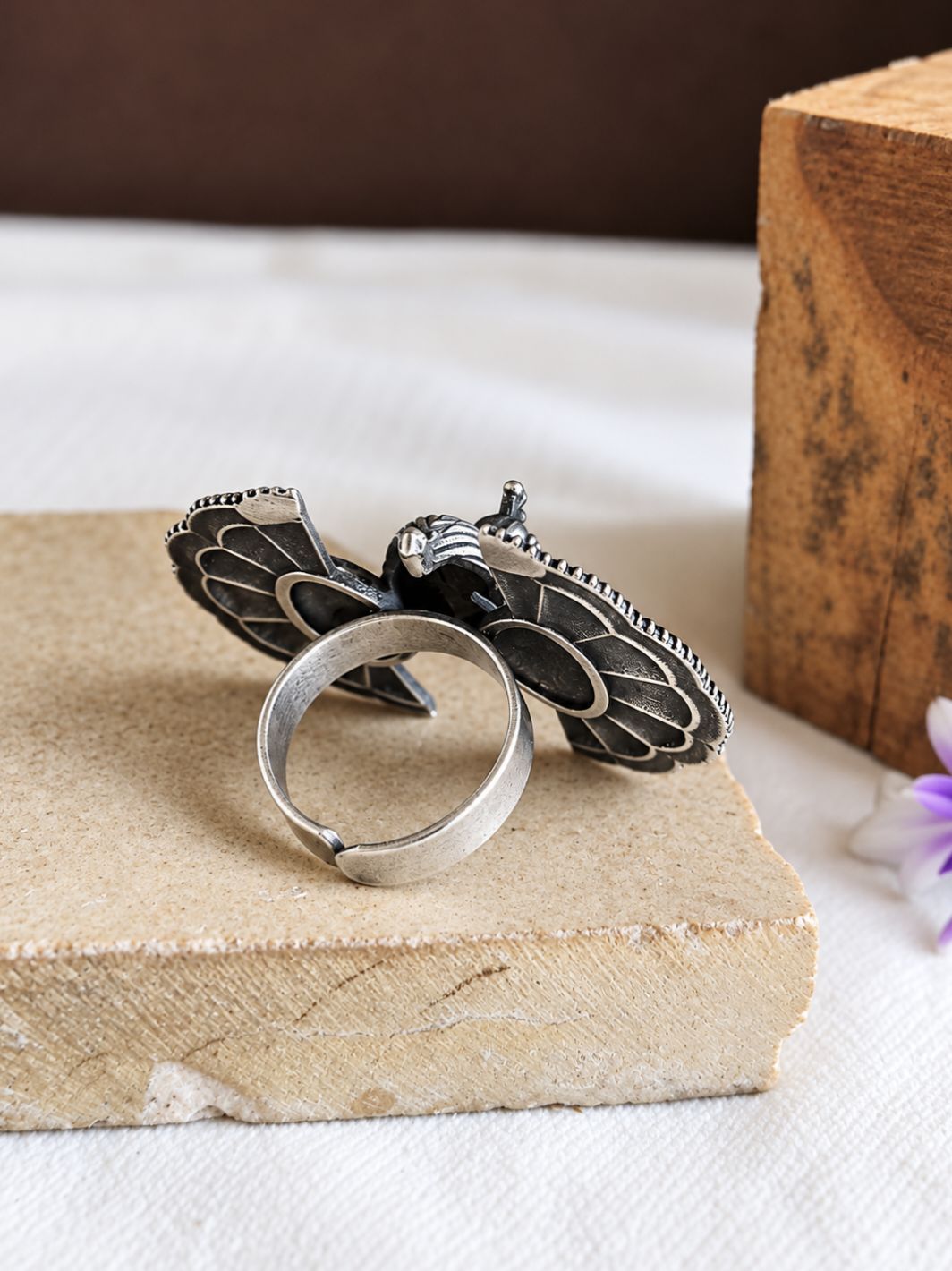 Oxidised Adjustable Finger Ring 10852FR