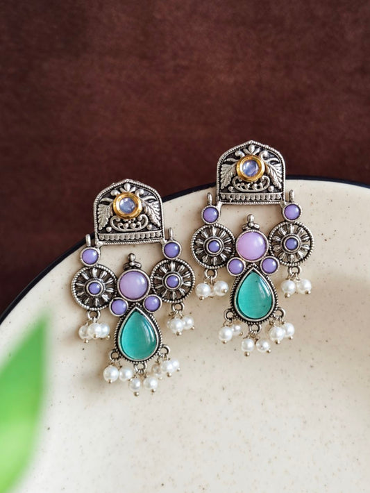 Oxidised Earrings 10845DTDLMBLPNK