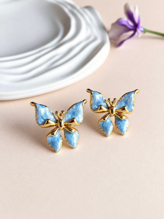 Enamel Stainless Stell Earrings 0512AMSTBLU