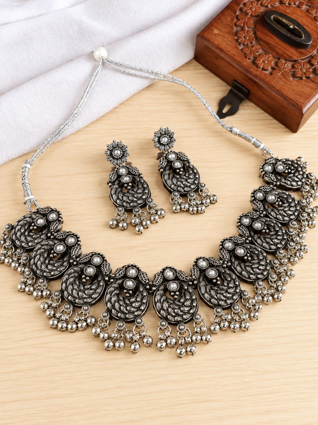 Oxidised Necklace 3250GSNKWHT