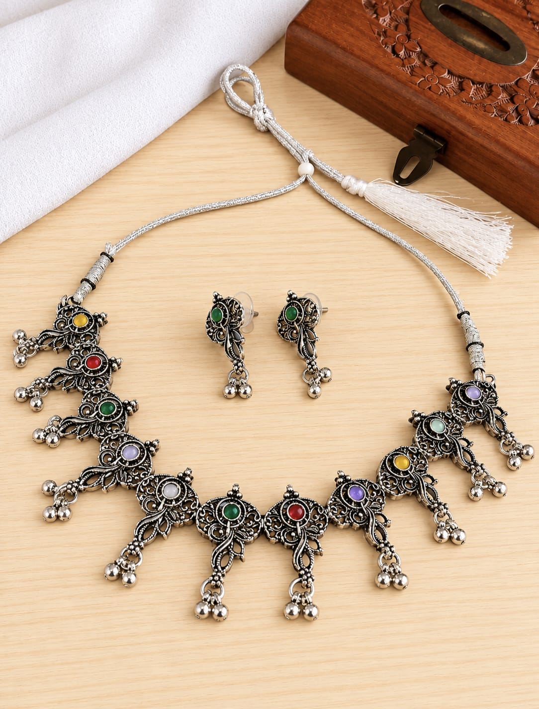 Oxidised Necklace 3245GSNKMLT