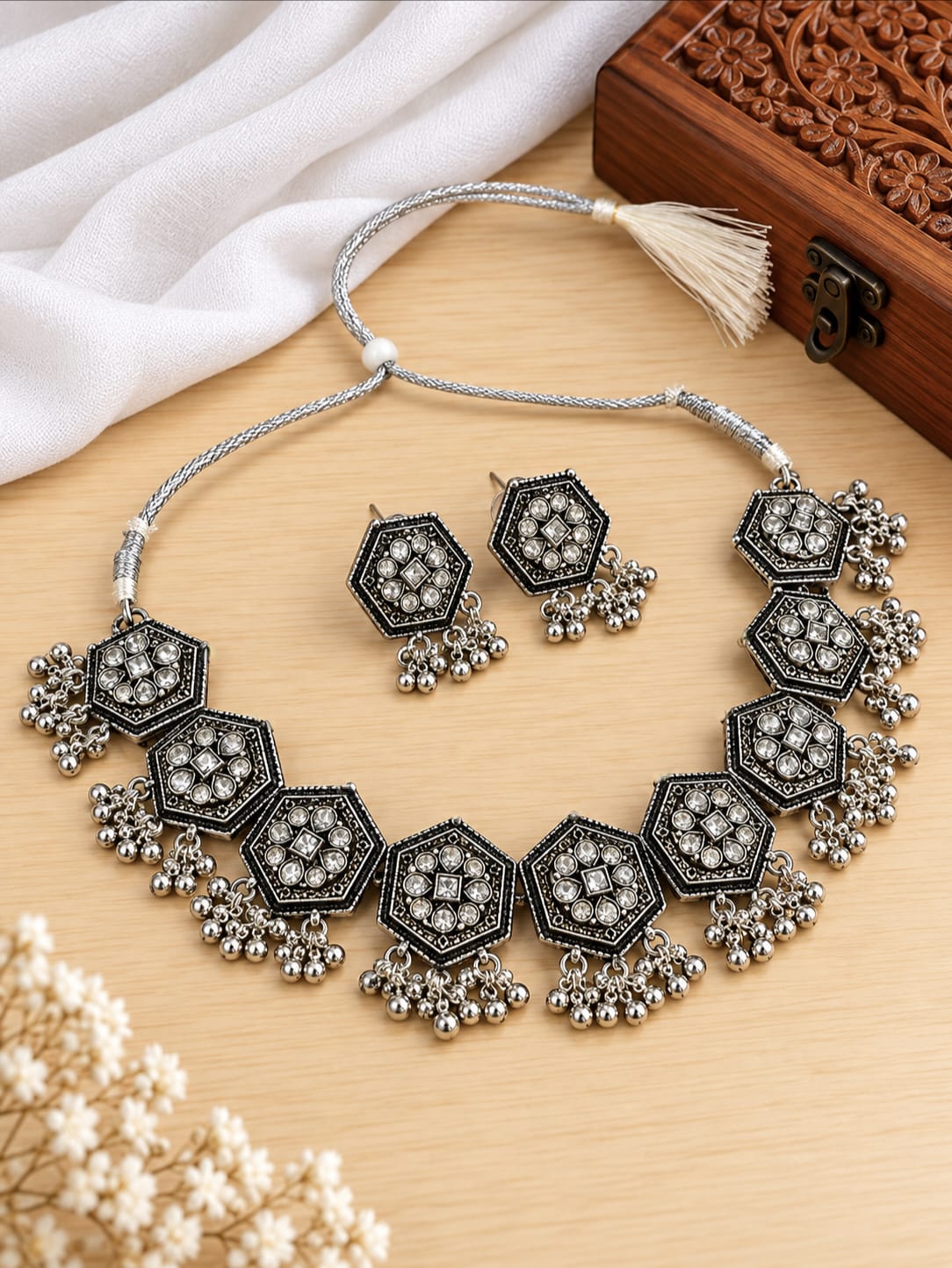 Oxidised Necklace 3244GSNKWHT