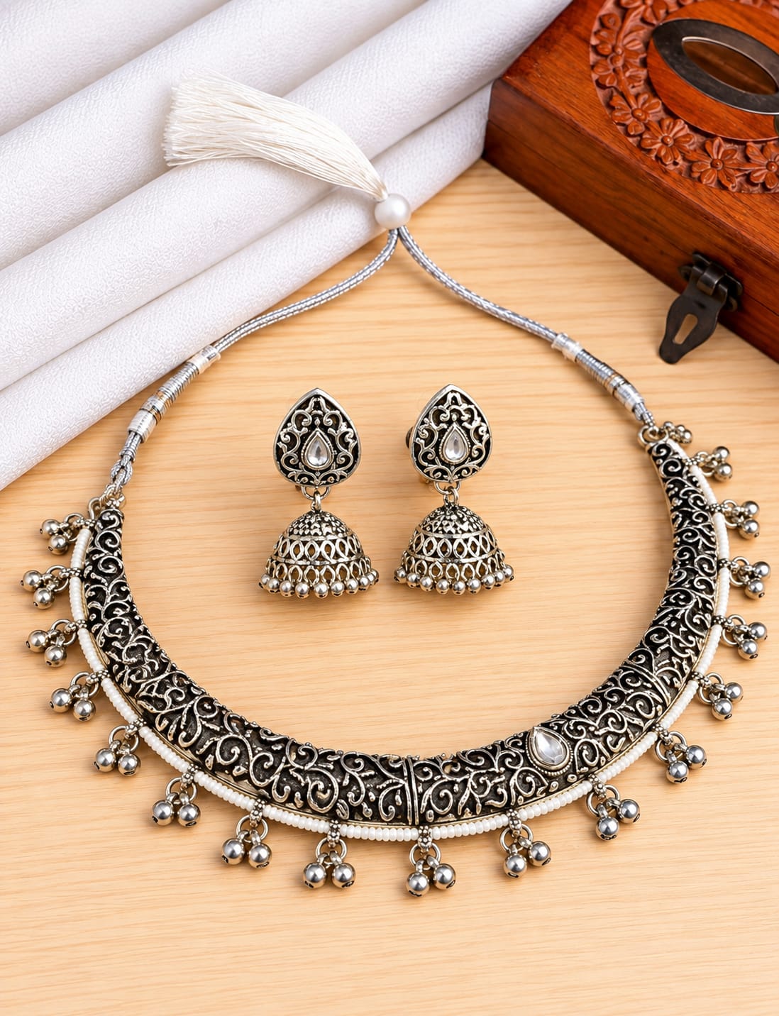 Oxidised Necklace 3242GSNKWHT
