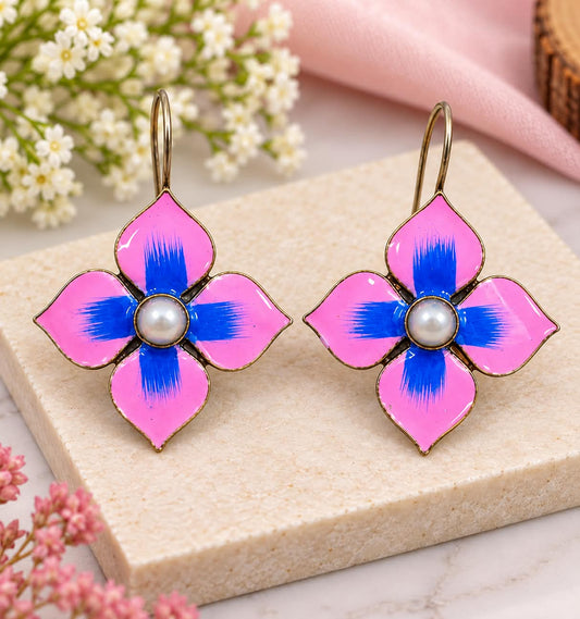 Enamel Hook Earrings 21800MXEMWHT